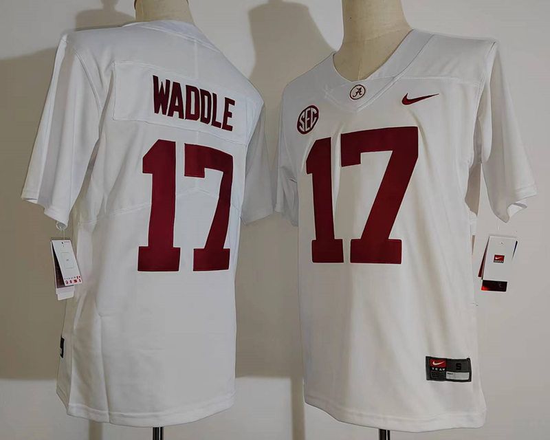 Men Alabama Crimson Tide #17 Waddle White 2024 Nike Vapor NCAA Jersey